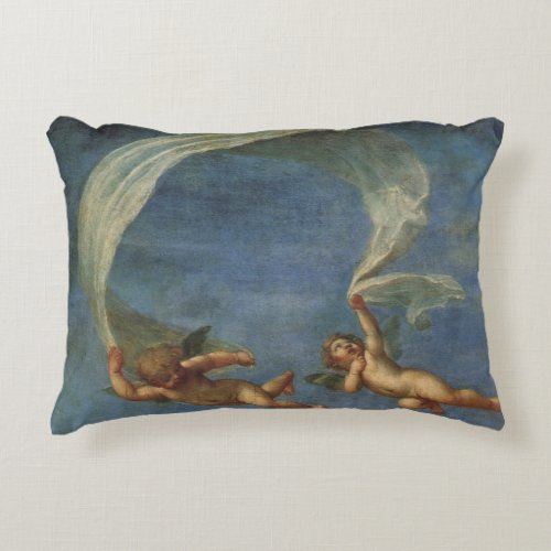 Angels Detail from Adonis Led by Cupids by Albani Decorative Pillow