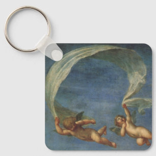 Angels Detail from Adonis Led by Cupids by Albani Keychain