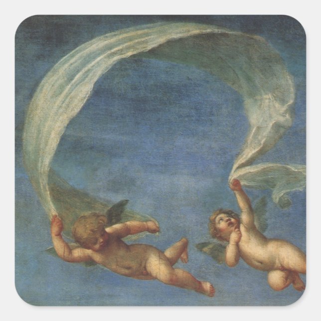 Angels Detail from Adonis Led by Cupids by Albani Square Sticker (Front)