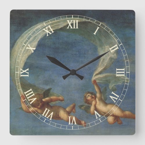 Angels Detail from Adonis Led by Cupids by Albani Square Wall Clock