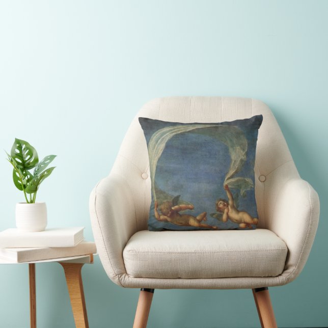 Angels Detail from Adonis Led by Cupids by Albani Throw Pillow (Chair)