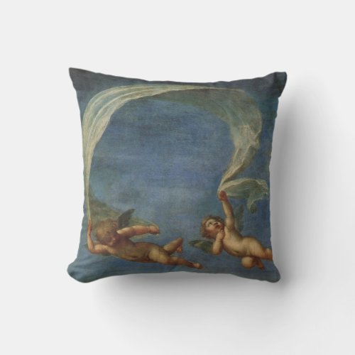 Angels Detail from Adonis Led by Cupids by Albani Throw Pillow