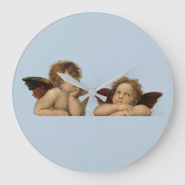 Angels Engel - Madonna Sixtina - Raphael - Raffael Large Clock (Front)