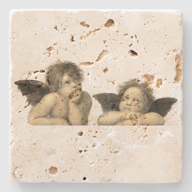 Angels Engel - Madonna Sixtina - Raphael - Raffael Stone Coaster (Front)