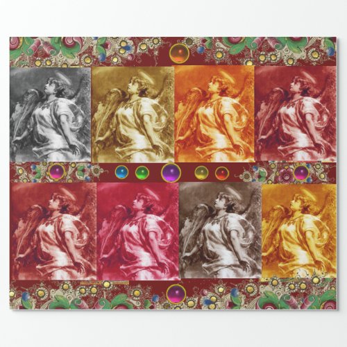 ANGELS FEATHERSGEMSTONESGold Floral Christmas Wrapping Paper