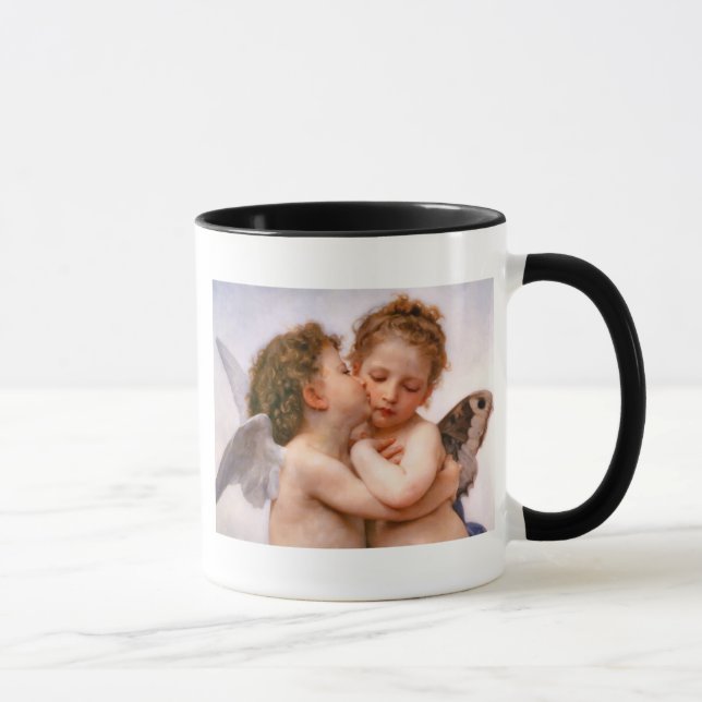 Angels First Kiss, Bouguereau Fine Art Mug (Right)
