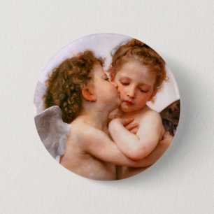 Angels First Kiss, Bouguereau Pinback Button