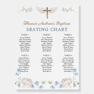 Angels Floral Greenery Cross Baptism Seating Chart Foam Board