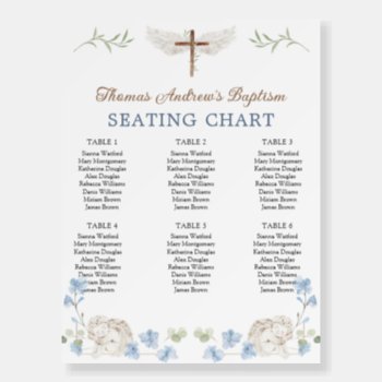 Angels Floral Greenery Cross Baptism Seating Chart Foam Board by IrinaFraser at Zazzle