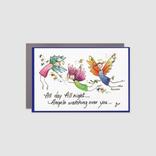 Angels Flying Happily All Day Watercolor Sketch Car Magnet
