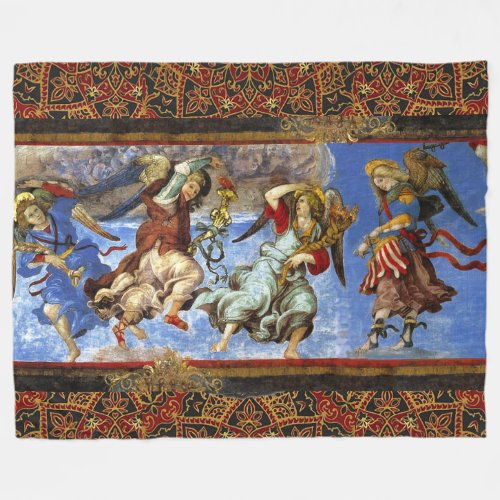 Angels From Assumption and Annunciation by Lippi Fleece Blanket