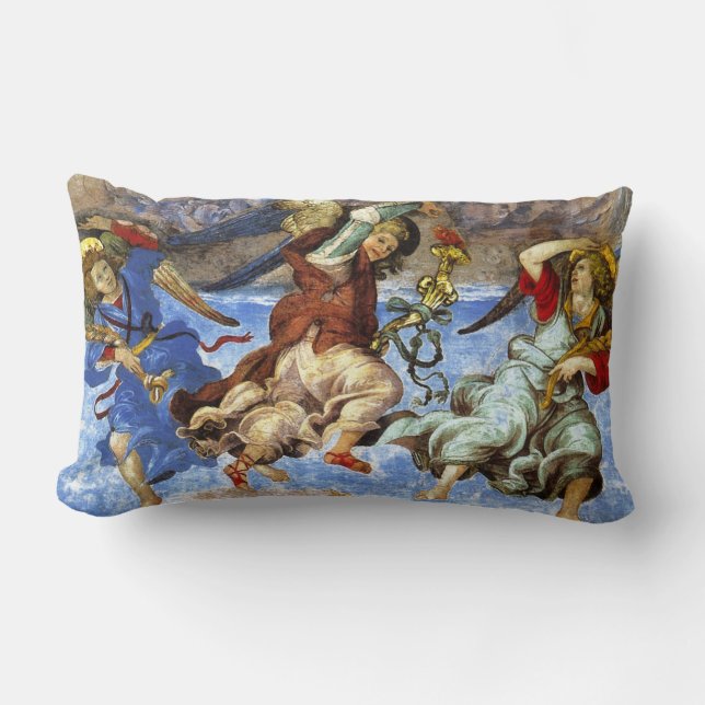  Angels From Assumption and Annunciation by Lippi Lumbar Pillow (Front)