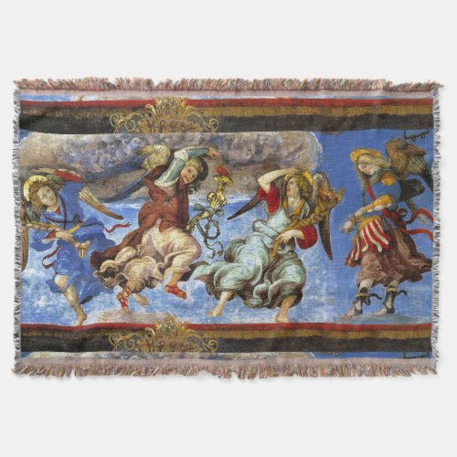  Angels From Assumption and Annunciation by Lippi Throw Blanket