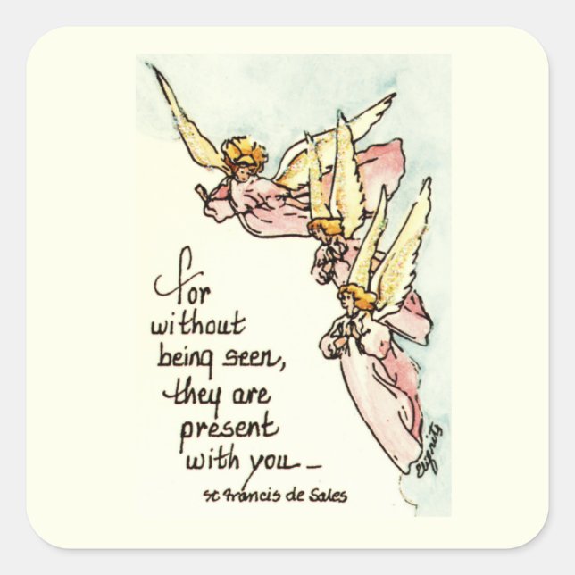 Angels From Clouds with Saying of Comfort for You Square Sticker (Front)