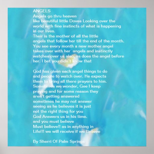 Angels Go Through Heaven Poem Poster | Zazzle