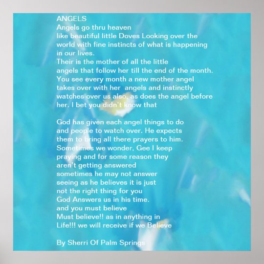 Angels Go Through Heaven Poem Poster | Zazzle.com