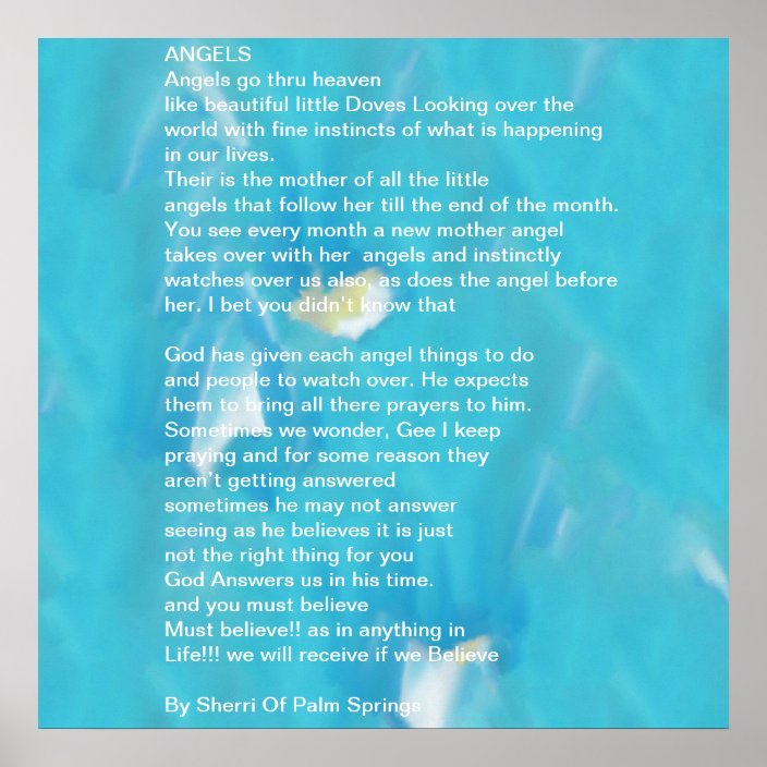 Angels Go Through Heaven Poem Poster | Zazzle.com