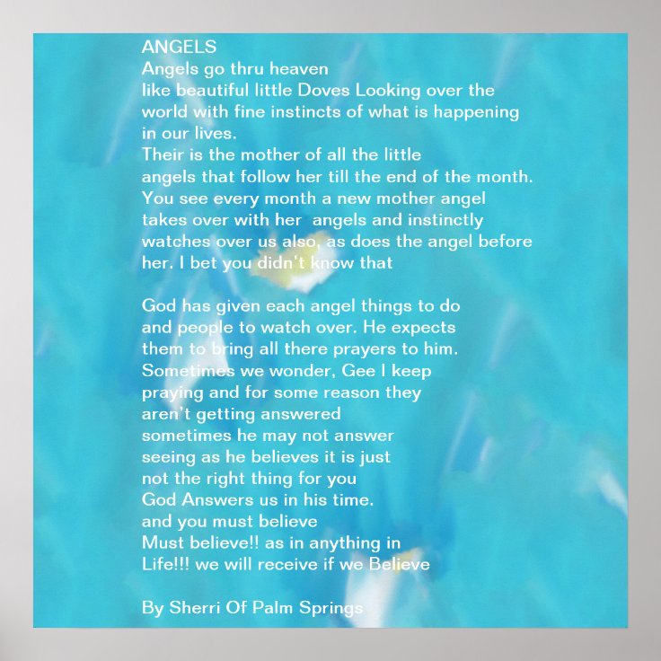 Angels Go Through Heaven Poem Poster | Zazzle