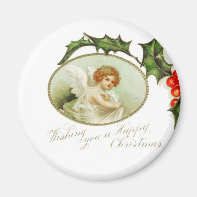 Angel's Happy Christmas Vintage Magnet (Front)