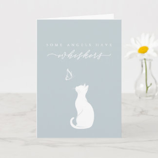 Angels Have Whiskers Dusty Blue Cat Loss Sympathy Card