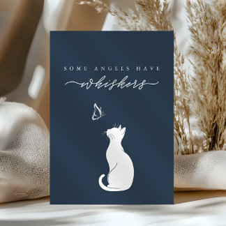 Angels Have Whiskers Navy Blue Cat Loss Sympathy Card