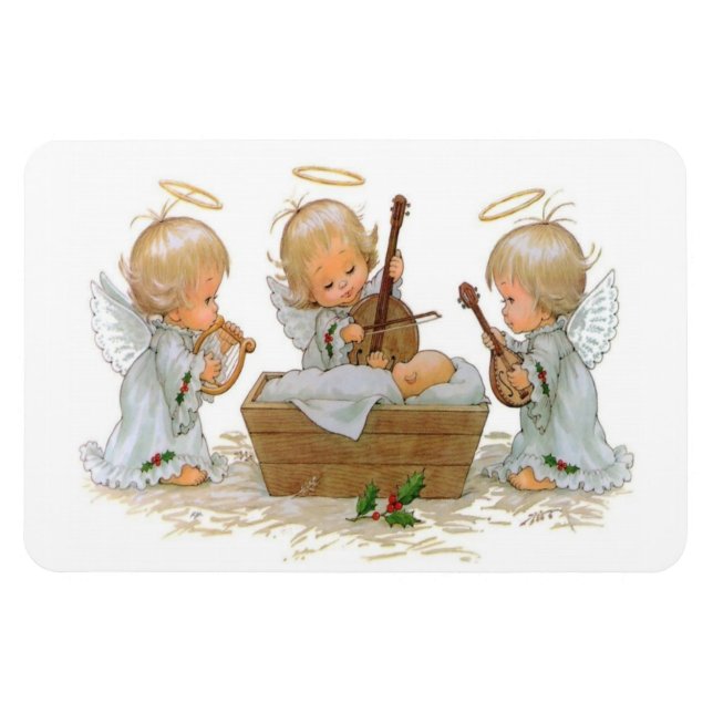 Angels in Manger Premium Magnet (Horizontal)