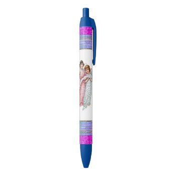 Angels In Pink And Blue Black Ink Pen by justcrosses at Zazzle