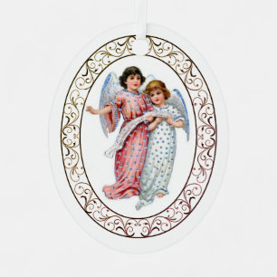 Angels In Pink And Blue  Metal Ornament