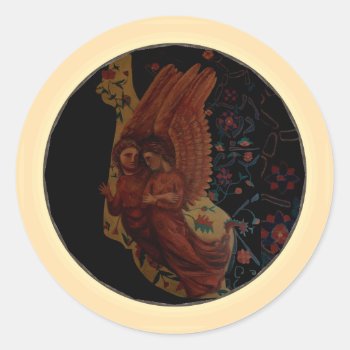 Angels In Red Classic Round Sticker by justcrosses at Zazzle