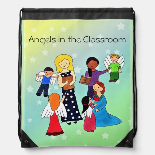 Angels in the Classroom Drawstring Backpack