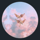 Angels in the sky classic round sticker<br><div class="desc">Angels in the sky                             



angel angels cherubim cupid, 
sky feather illustration art, 
 raphael religious heart trendy, 
 catholic fly christian beautiful , 
romantic little angelic painting, 
 girl boy heaven celebration, 
 valentine christmas drawing , 
 flying cute love wings , 
pink baby vintage wing, 
cherubim angel angels cupid, </div>