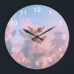 Angels in the sky large clock<br><div class="desc">Angels in the sky                             



angel angels cherubim cupid, 
sky feather illustration art, 
 raphael religious heart trendy, 
 catholic fly christian beautiful , 
romantic little angelic painting, 
 girl boy heaven celebration, 
 valentine christmas drawing , 
 flying cute love wings , 
pink baby vintage wing, 
cherubim angel angels cupid, </div>