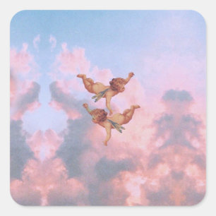 Angels in the sky square sticker