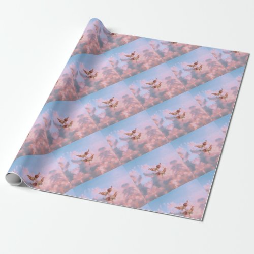 Angels in the sky wrapping paper