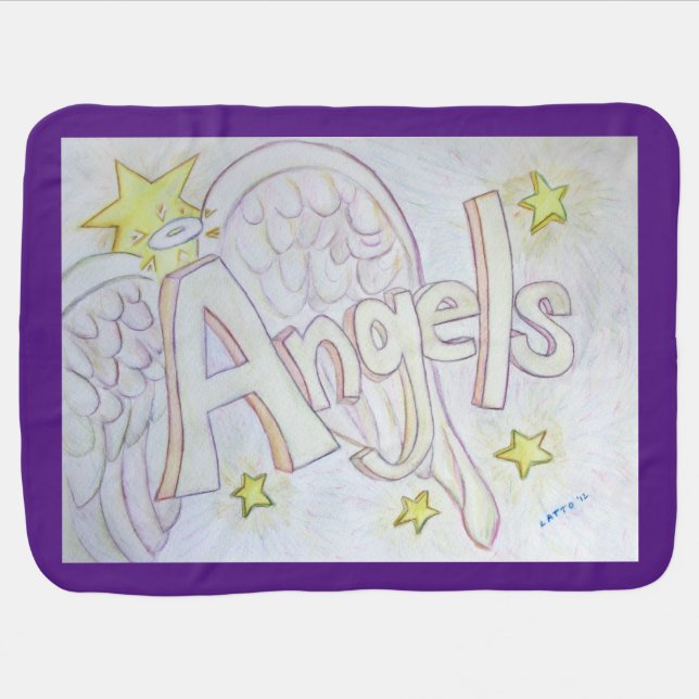 Angels Inspirational Word Art Soft Blanket (Horizontal)