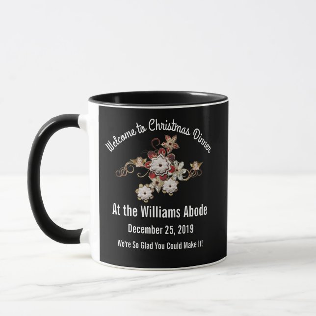 Angels, Jewels & Sparkling Flowers Pop on Black Mug (Left)