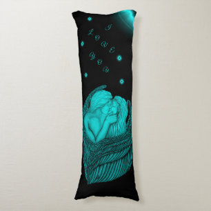 Angels Kissing , black and green Design Body Pillow