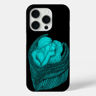 Angels Kissing , black and green Design iPhone 15 Pro Case