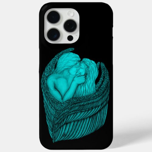 Angels Kissing  black and green Design iPhone 15 Pro Max Case