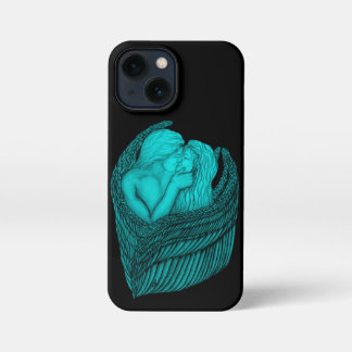 Angels Kissing , black and green Design iPhone 13 Mini Case