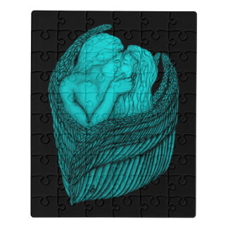 Angels Kissing , black and green Design Jigsaw Puzzle