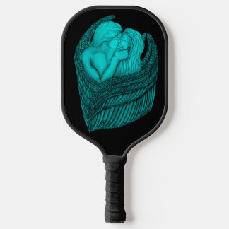 Angels Kissing , black and green Design Pickleball Paddle
