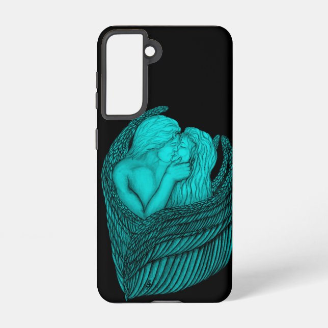 Angels Kissing , black and green Design Samsung Galaxy Case (Back)