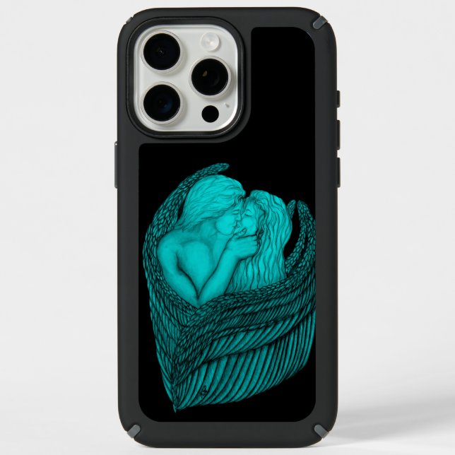 Angels Kissing , black and green Design Speck iPhone Case (Front)
