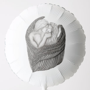 Angels Kissing , black and white Design Balloon