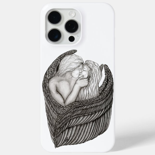 Angels Kissing , black and white Design Case-Mate iPhone Case (Back)