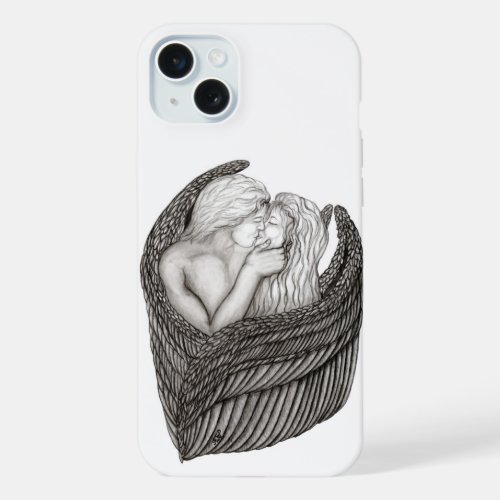 Angels Kissing  black and white Design iPhone 15 Plus Case