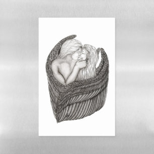 Angels Kissing , black and white Design Magnetic Dry Erase Sheet
