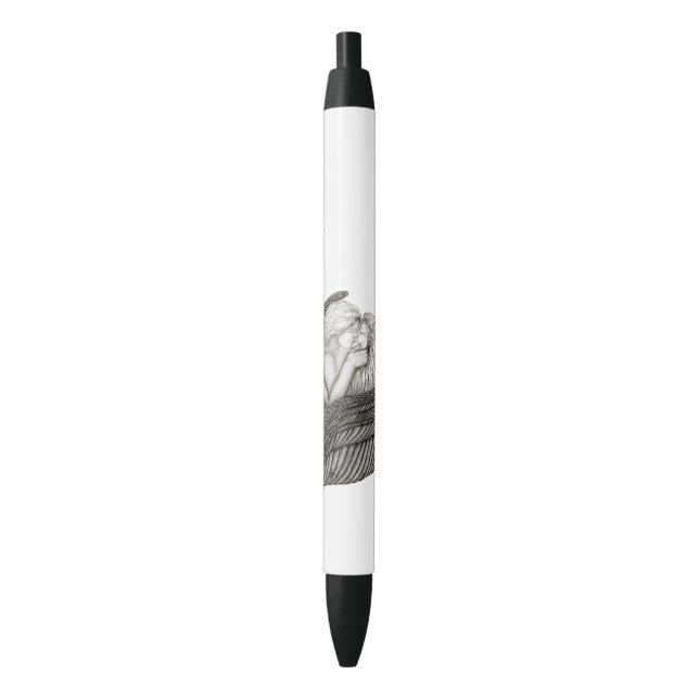 Angels Kissing , black and white Design Pen (Front Vertical)