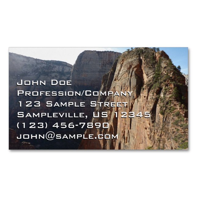 Angels Landing at Zion National Park Business Card Magnet (Front)